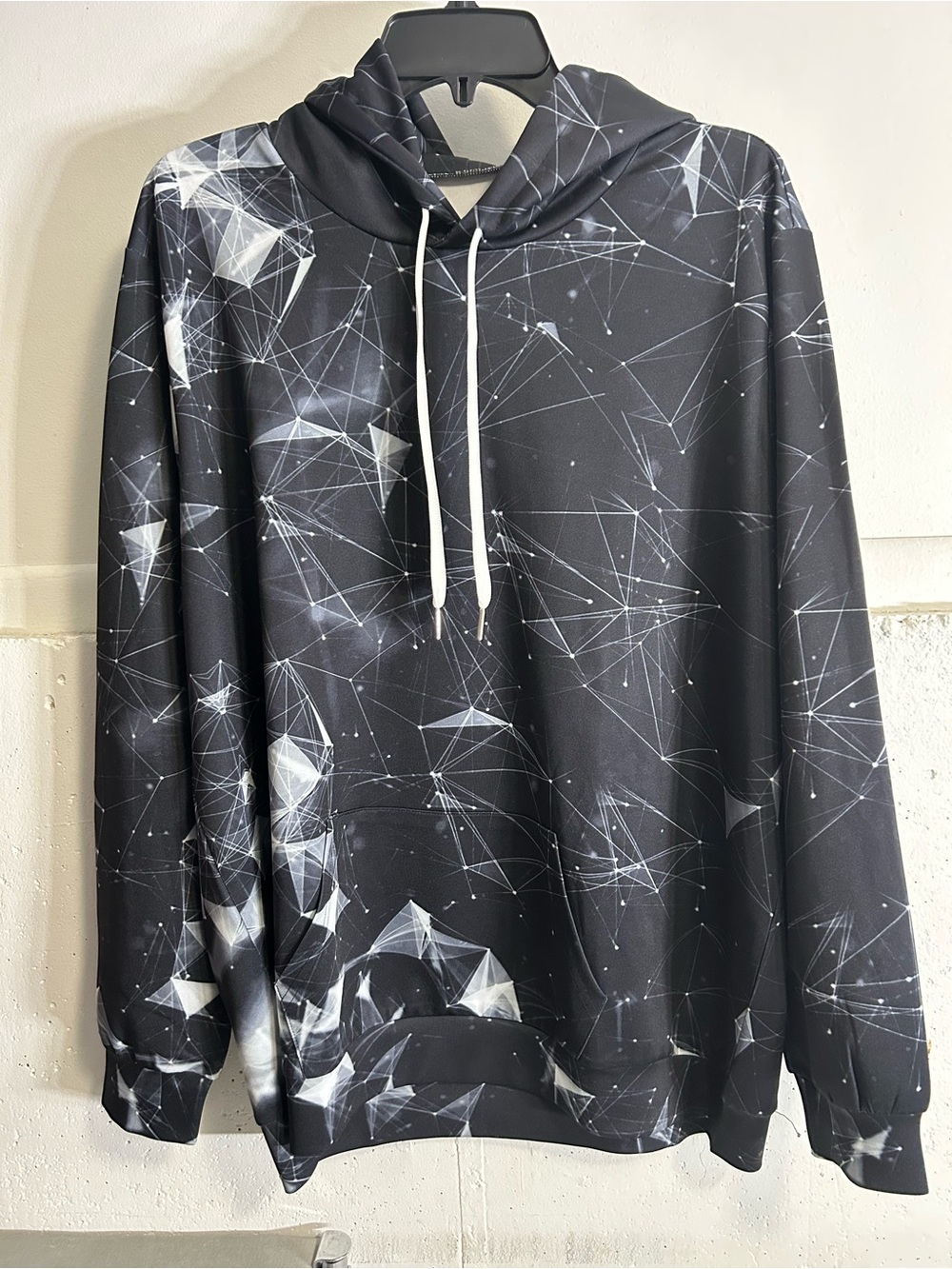 Men's Black Abstract Geometric Hoodie Sweatshirt NEW no tags